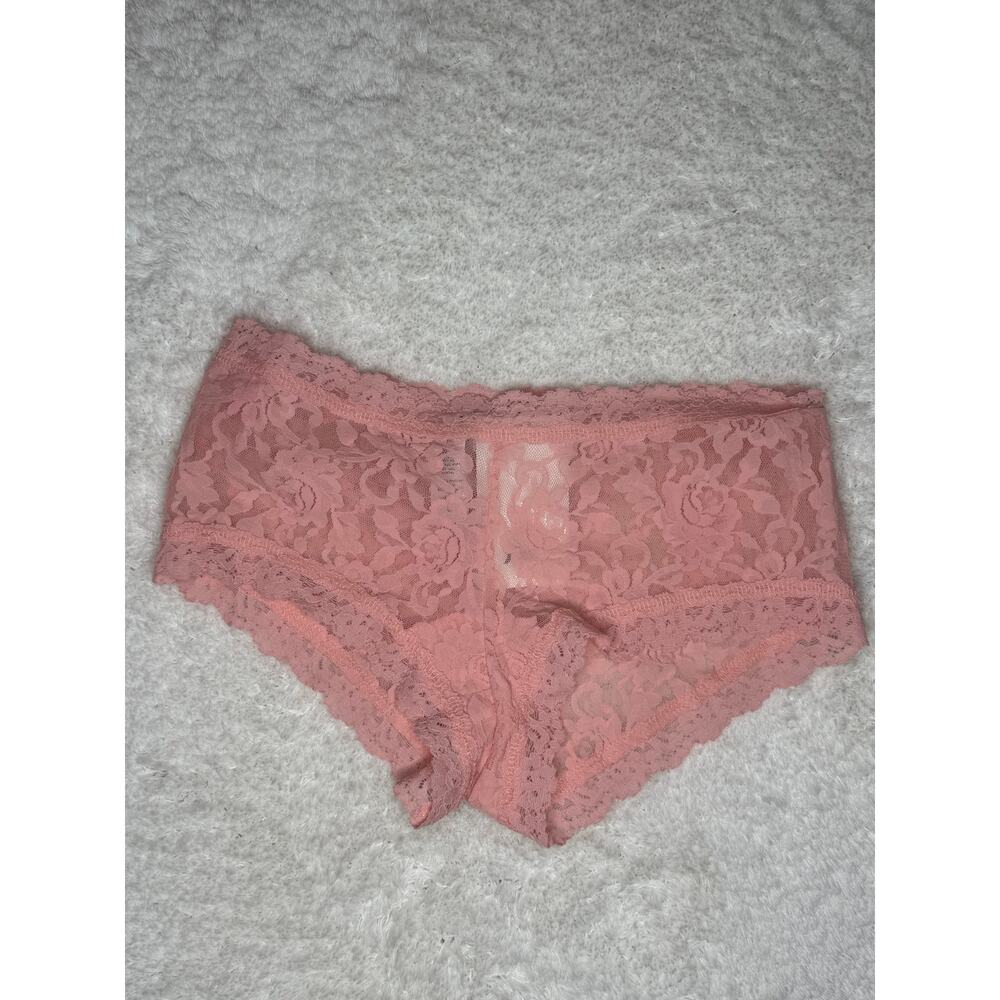 NWT Hanky Panky Pink Lace Boyshort Panties XS Sheer Floral Lace